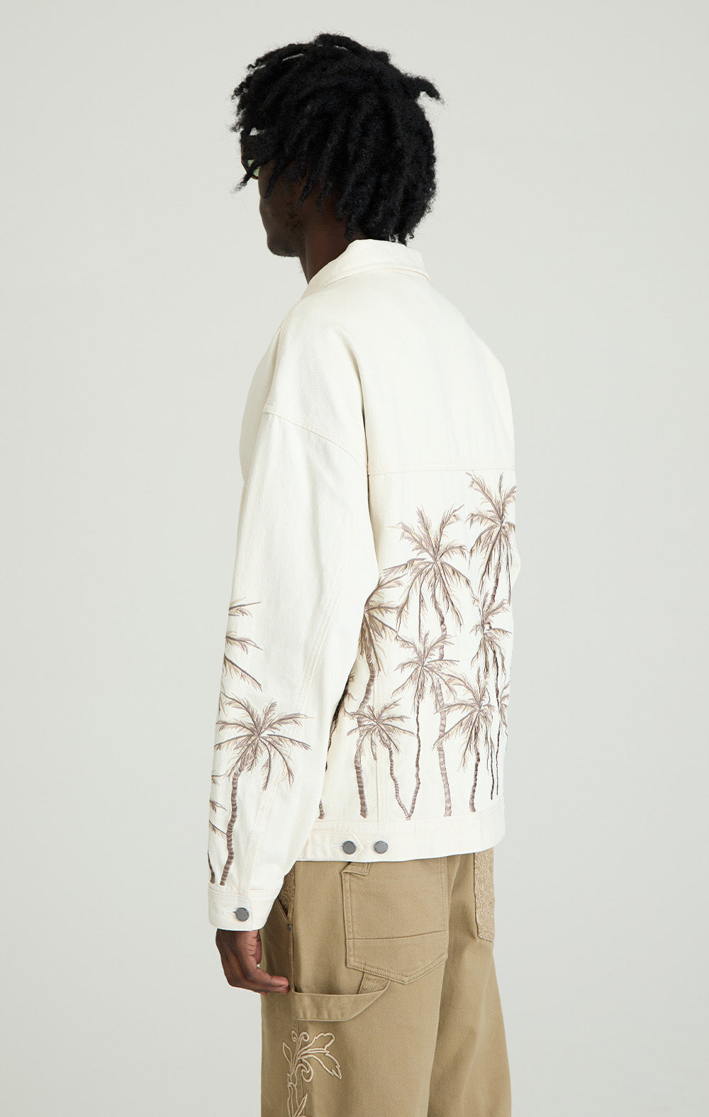 Beige Palm Denim Jacke