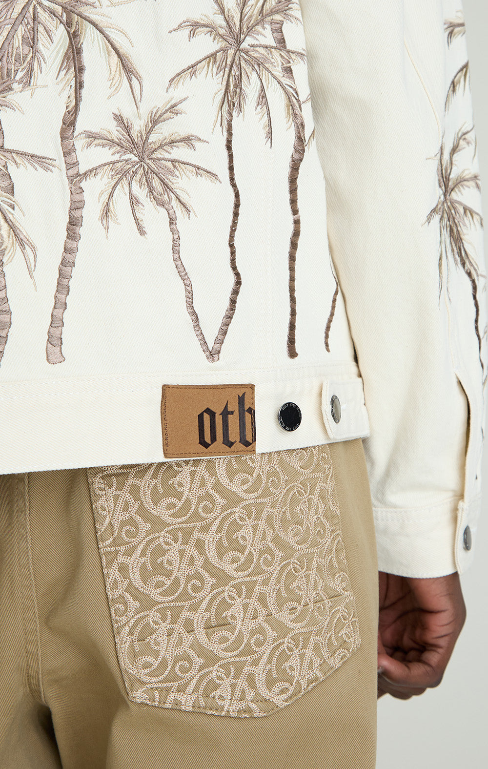Beige Palm Denim Jacke