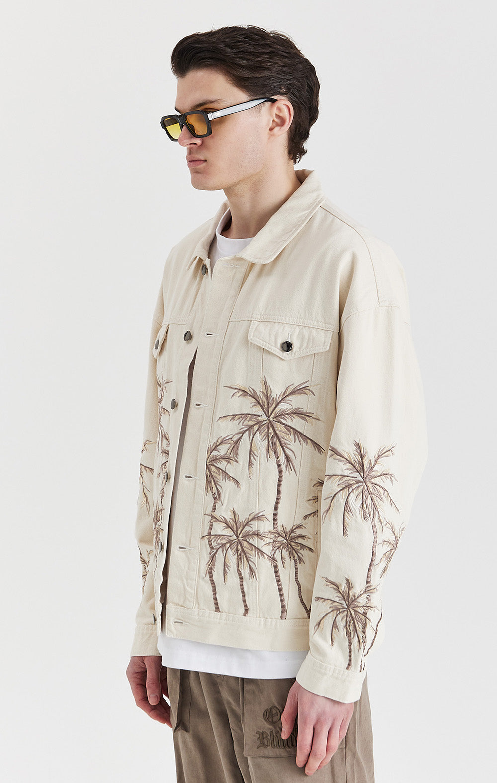 Beige Palm Denim Jacket - ONLY THE BLIND™
