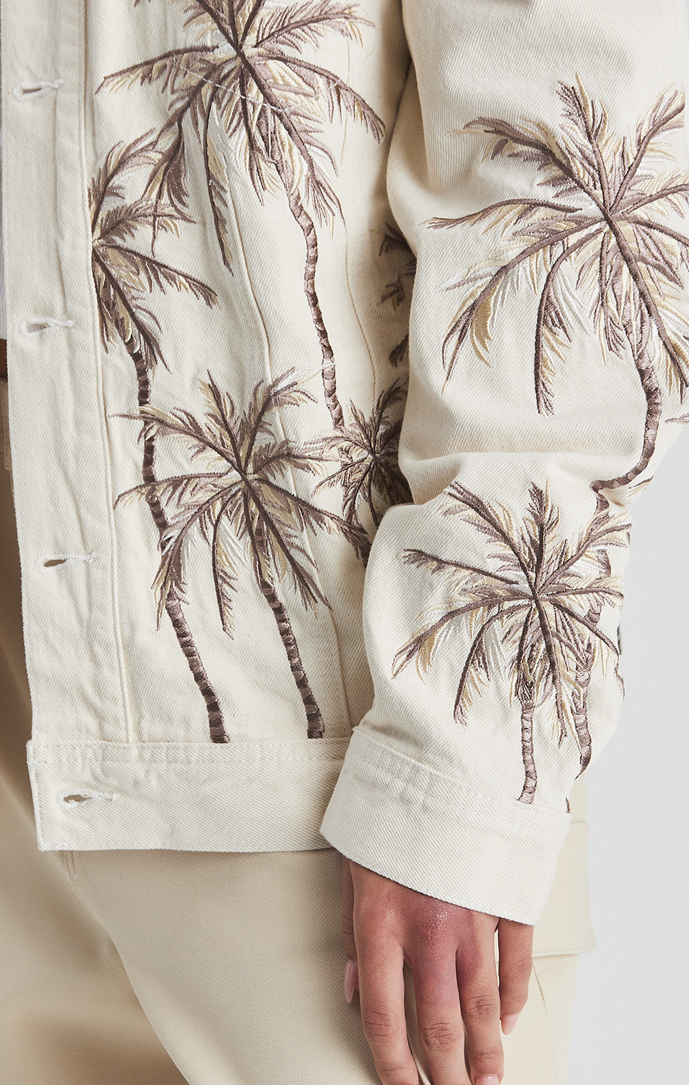 Beige Palm Denim Jacket - ONLY THE BLIND™