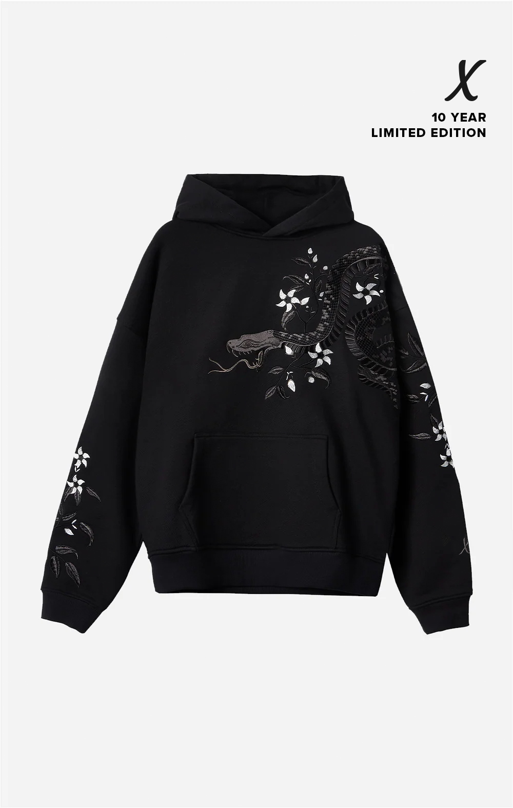 NIGHT PYTHON EMBROIDERED HOODIE 'X'