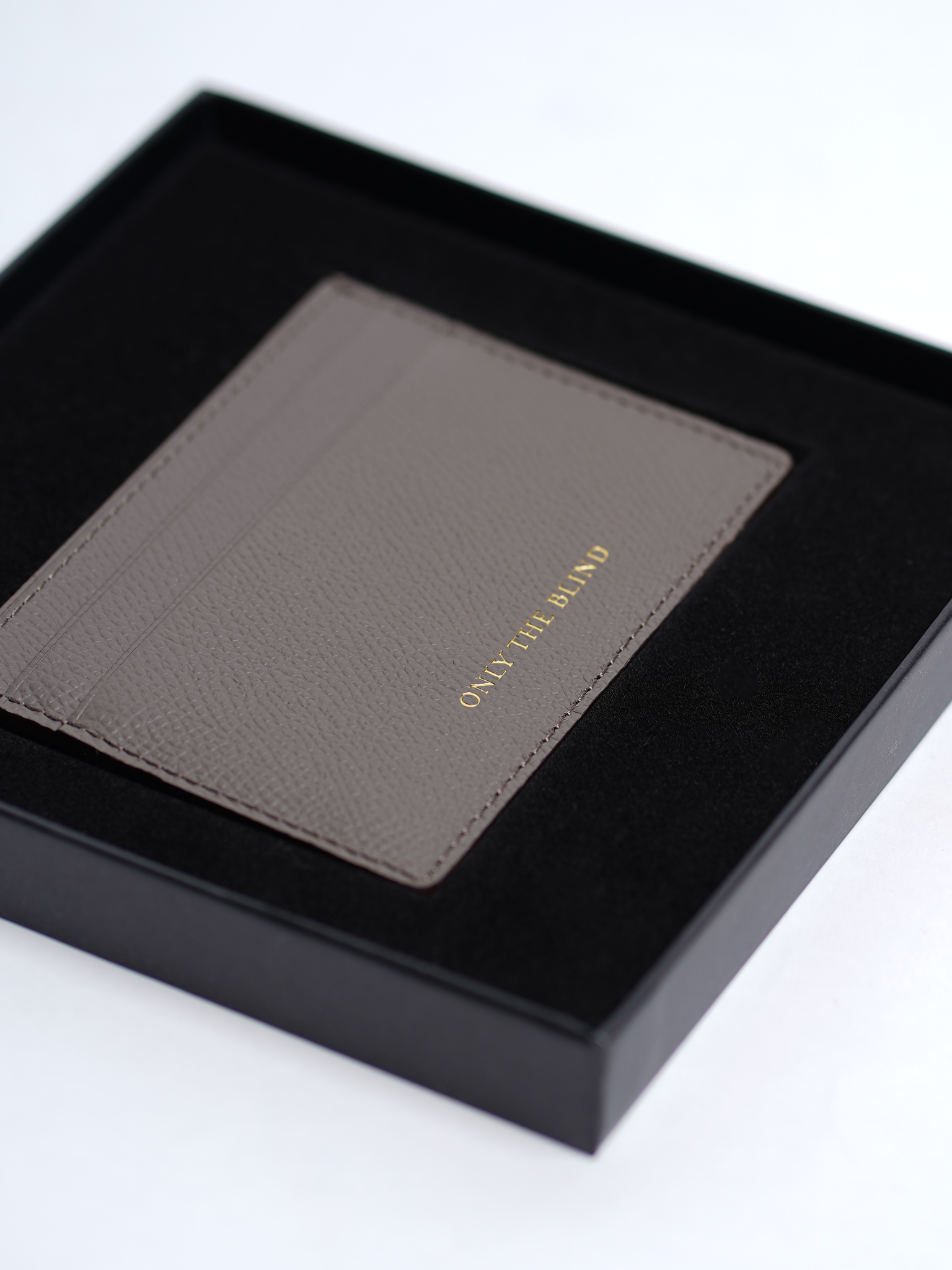 Epsom Leather Debossed Card Holder - Stone - ONLY THE BLIND™