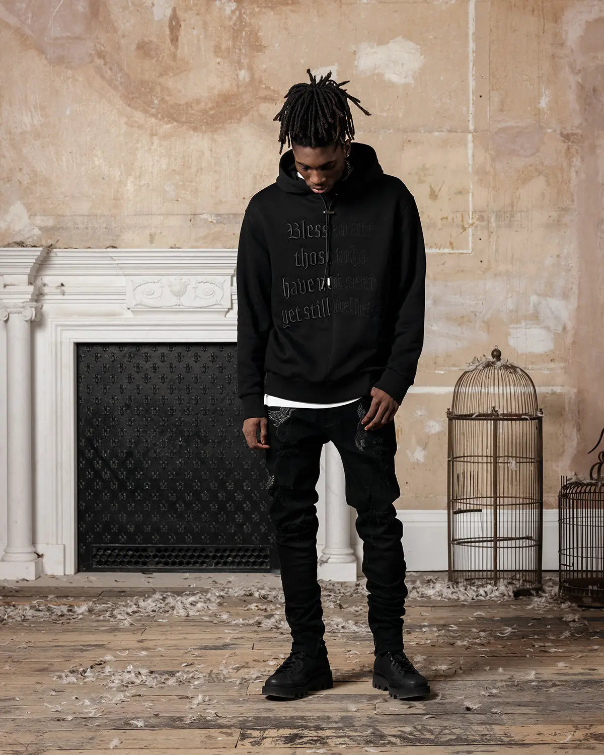 Black Split Statement Hoodie - ONLY THE BLIND™