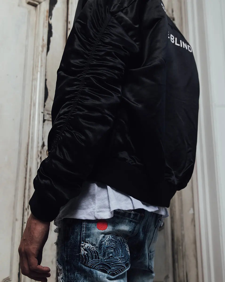 Signature Satin Black Bomber ONLY THE BLIND