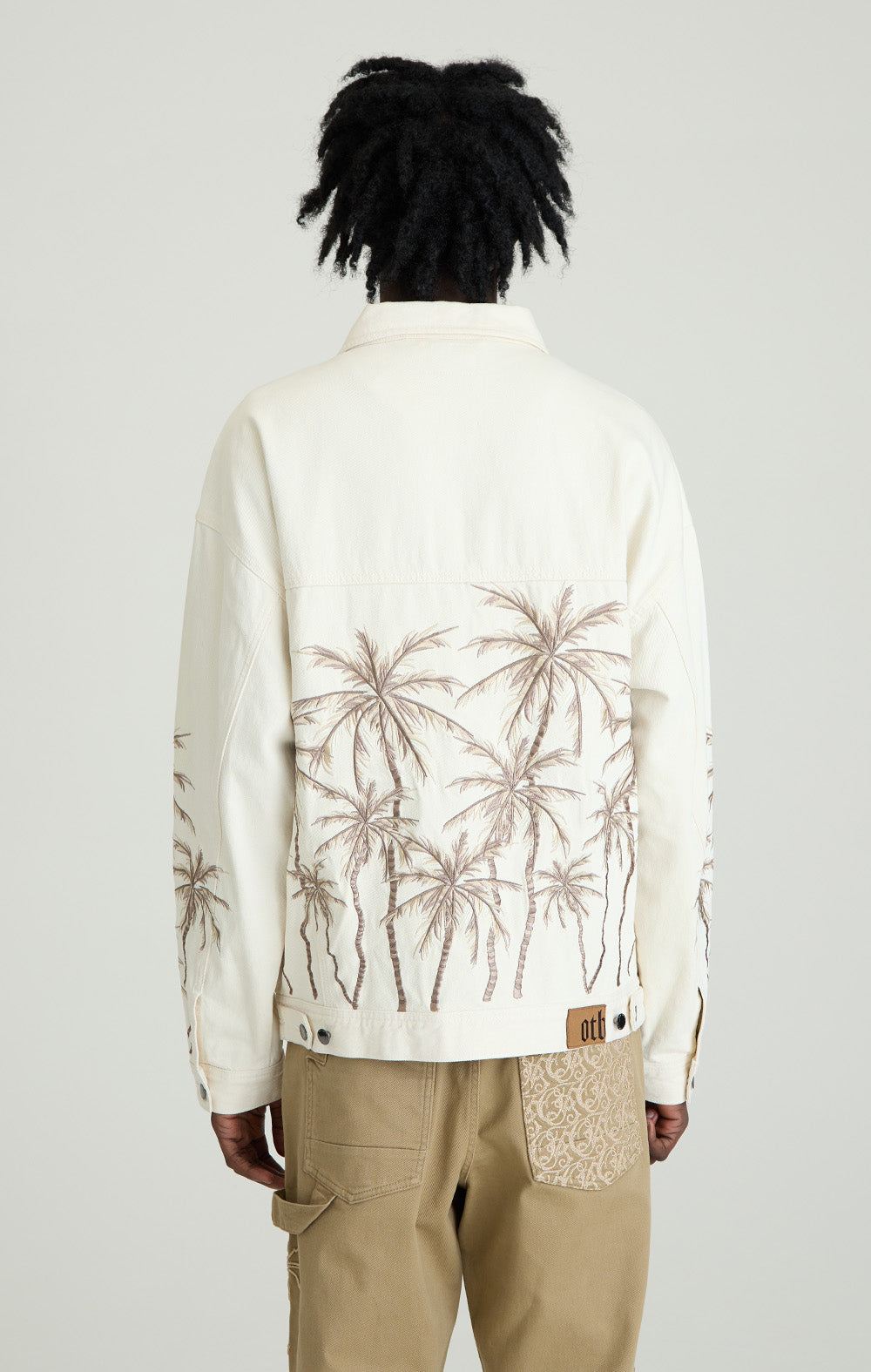 Beige Palm Denim Jacke