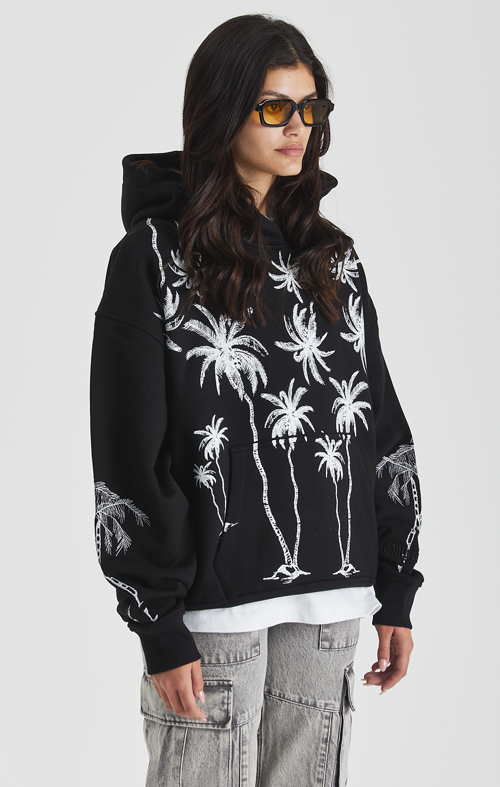 Black Mono Palm Hoodie