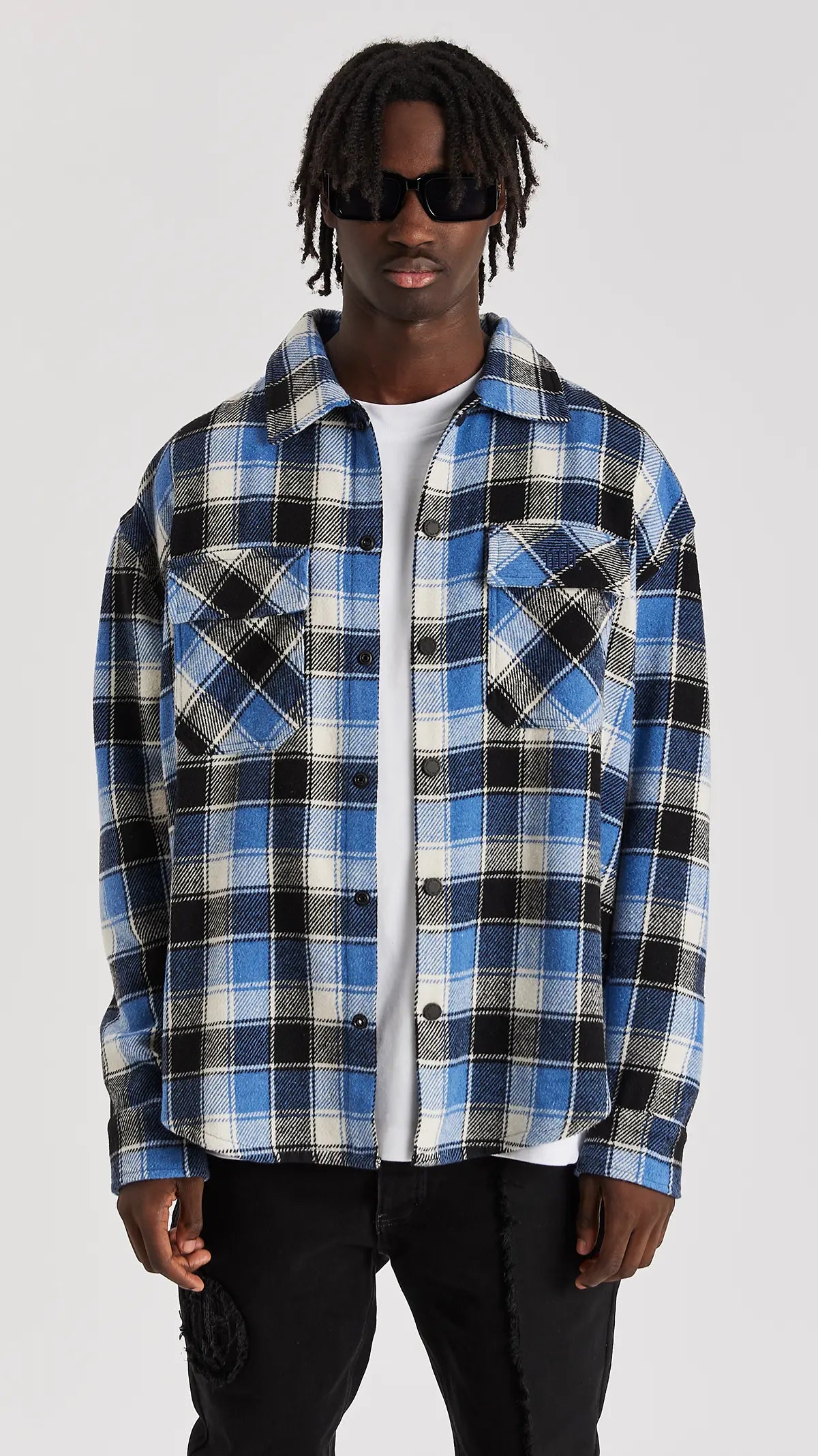 NAVY CHECK FLANNEL SHIRT