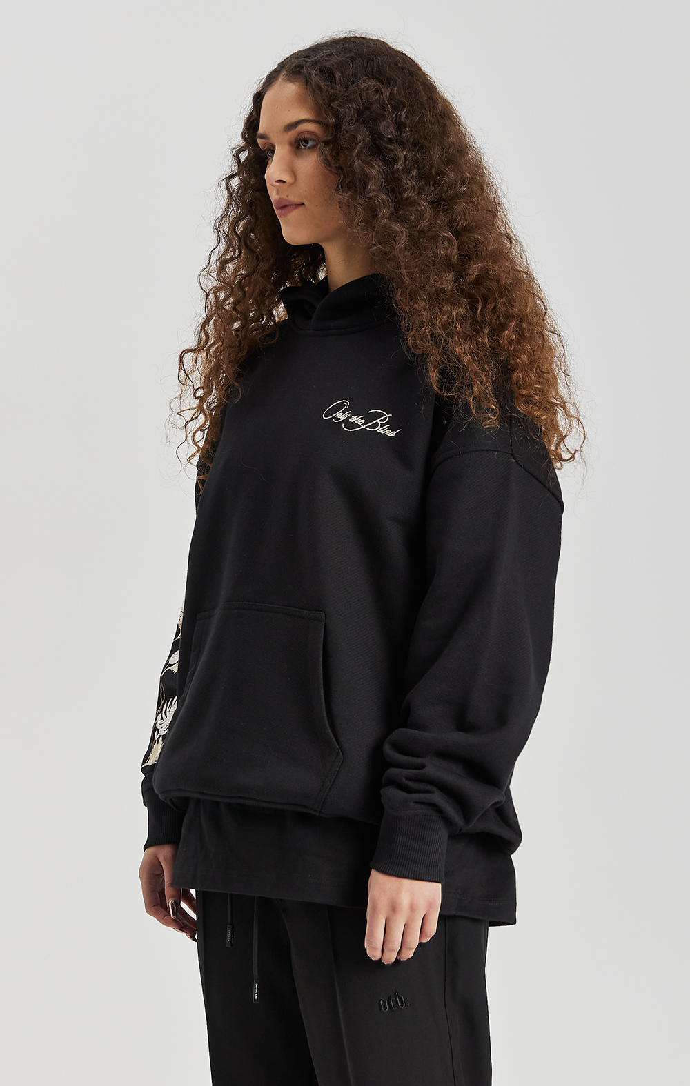 Colt Black Embroidered Floral Hoodie