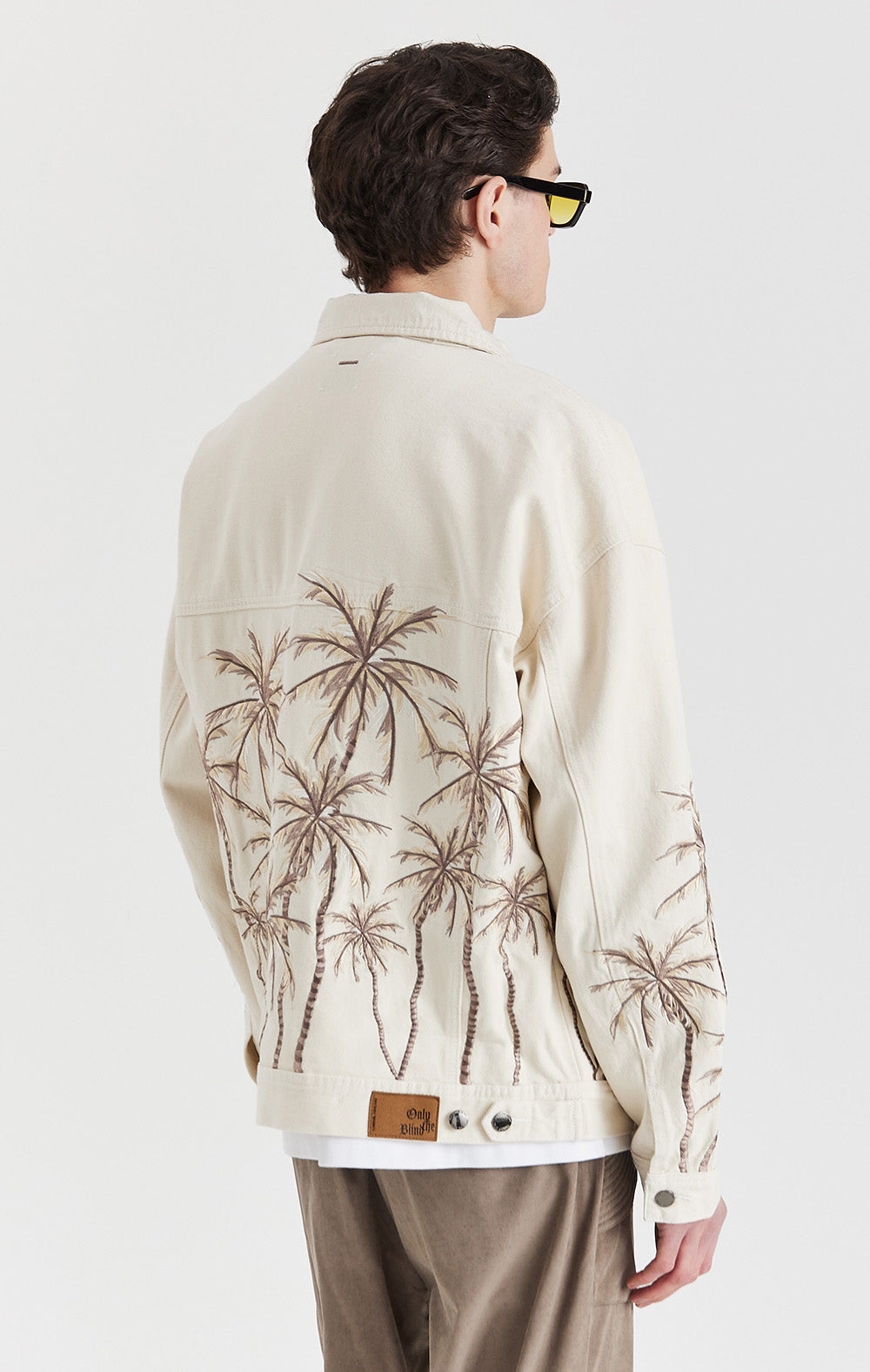 Beige Palm Denim Jacket