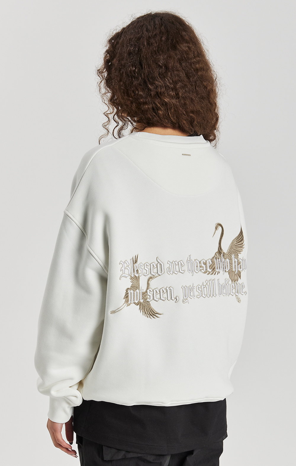 Vintage White Statement Crew Sweatshirt