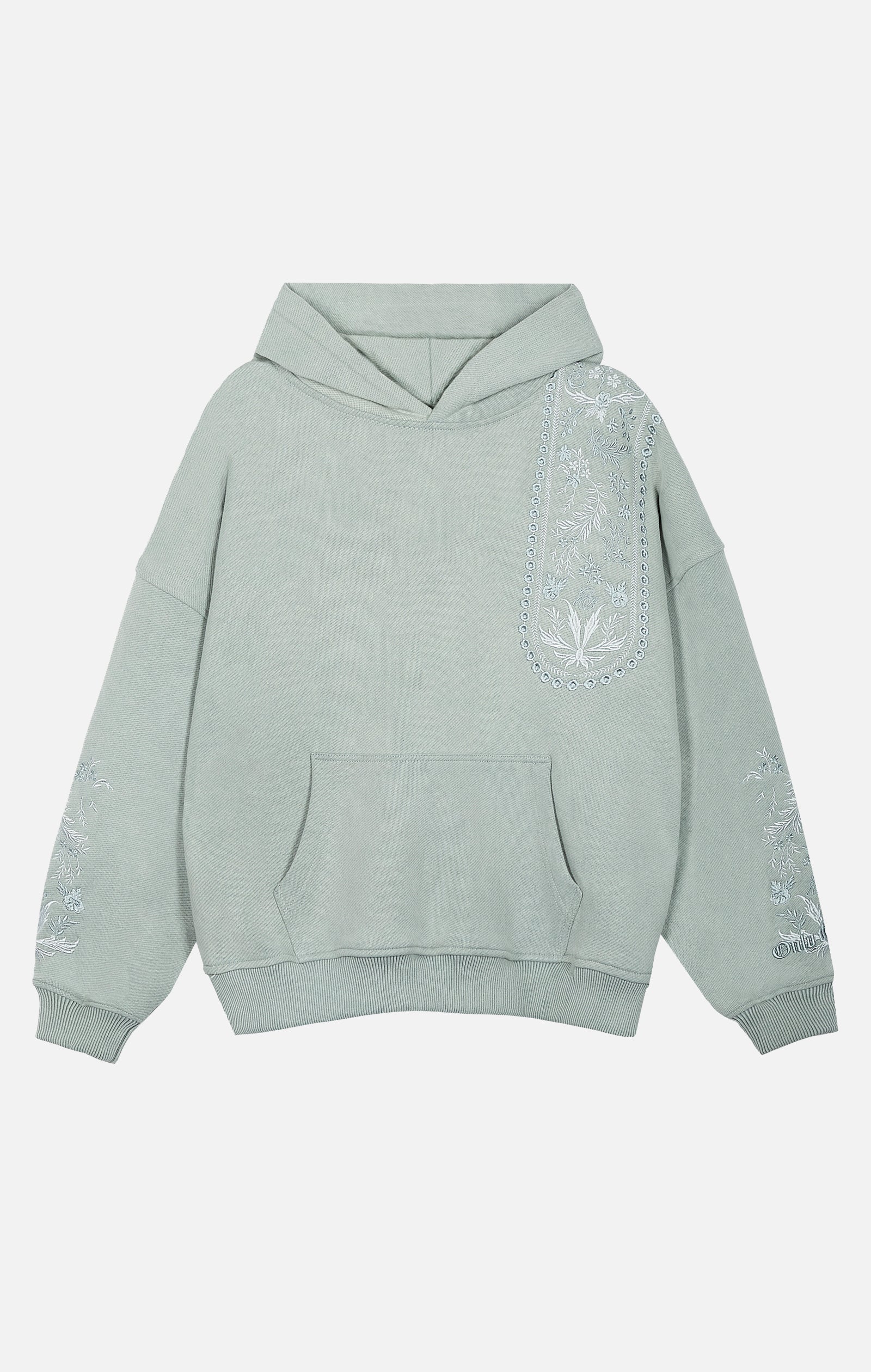 Tapisserie in grauer Kapuze