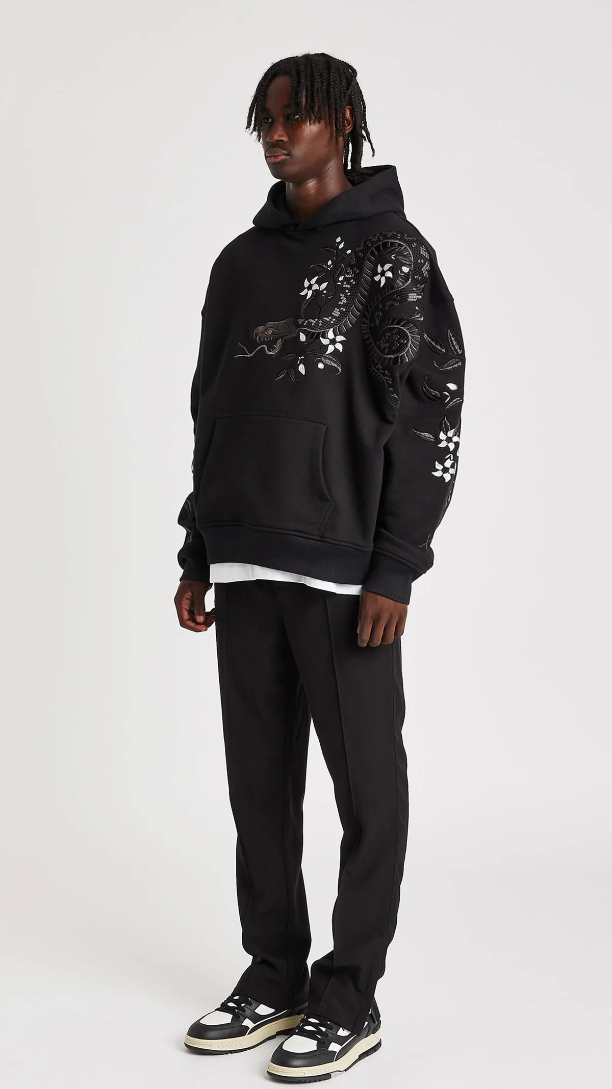 NIGHT PYTHON EMBROIDERED HOODIE 'X'